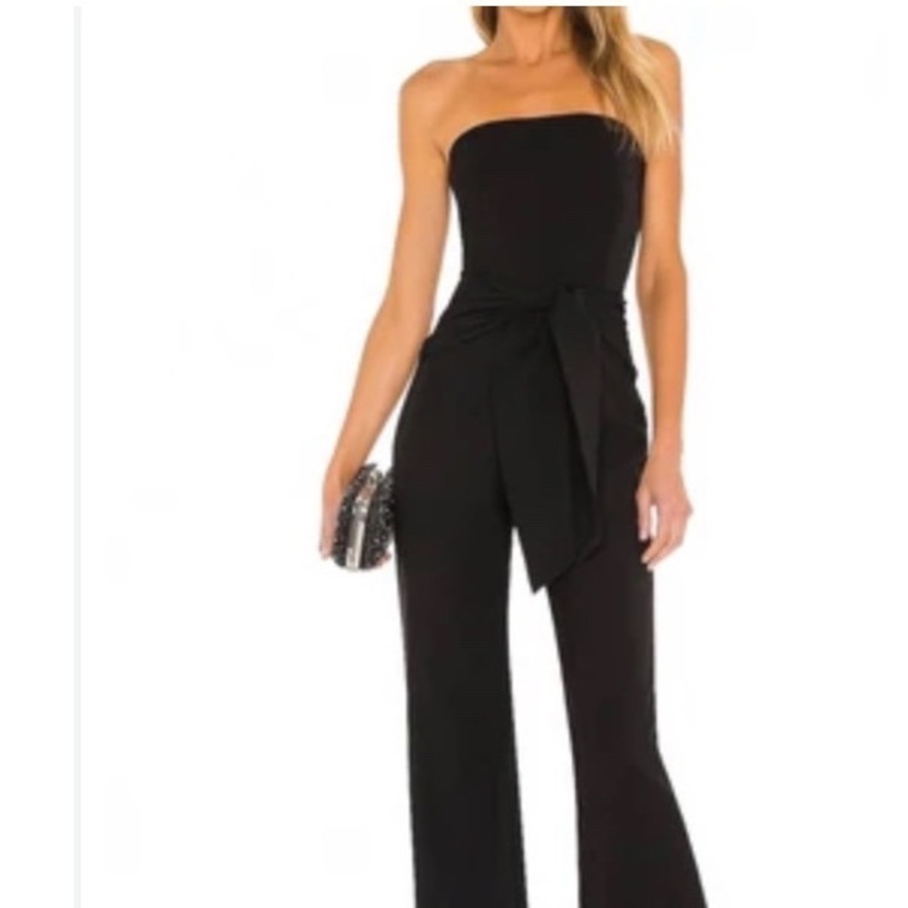 Susana Monaco Black Strapless Tie Front Jumpsuit WI19SUPU00081 XL